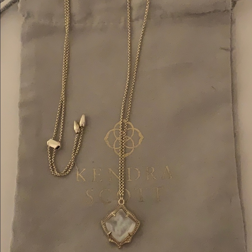 Kacey Gold Long Pendant Necklace In Ivory Pearl